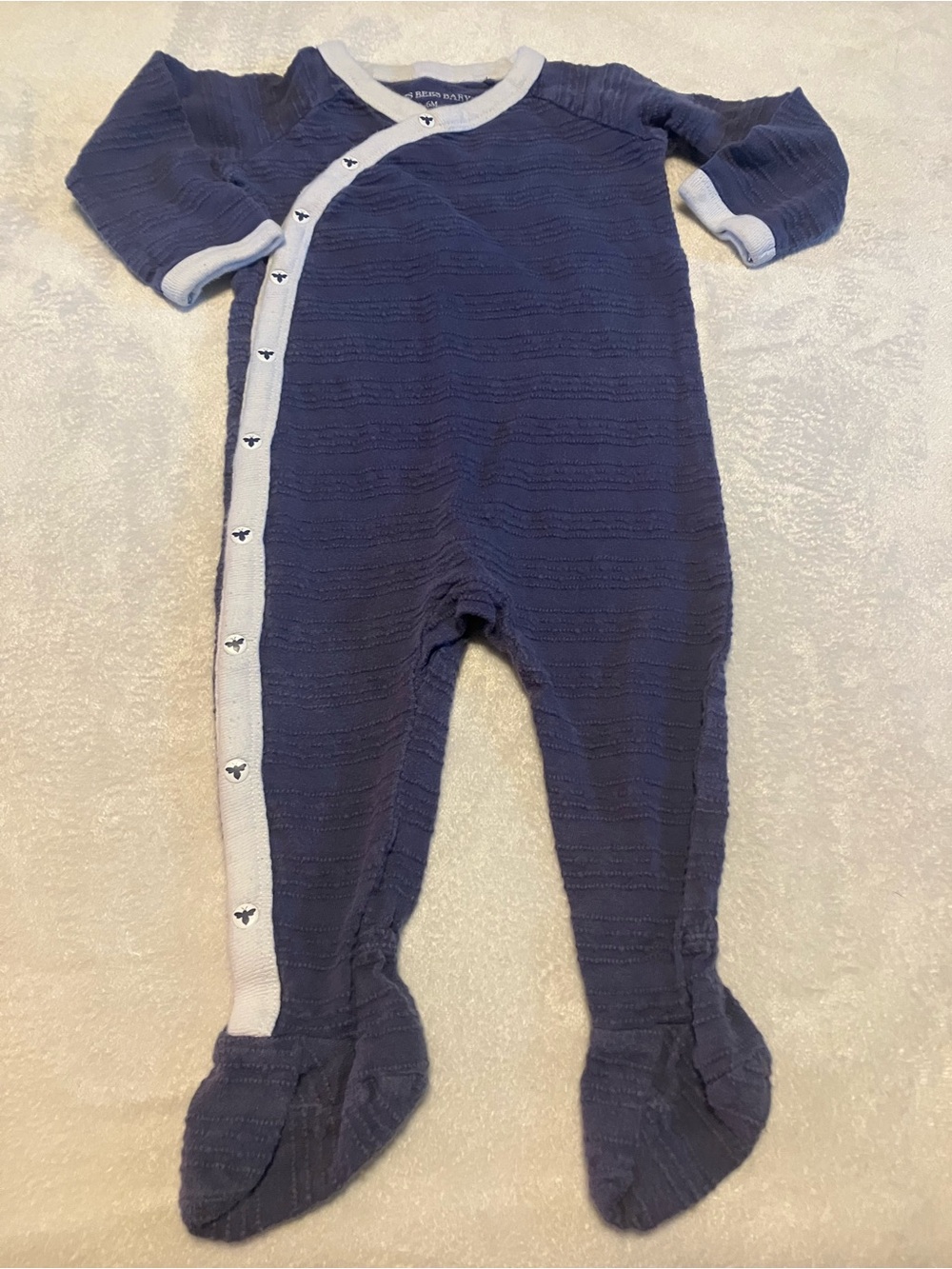 Burt’s Bees Baby Navy Blue Footed One-Piece